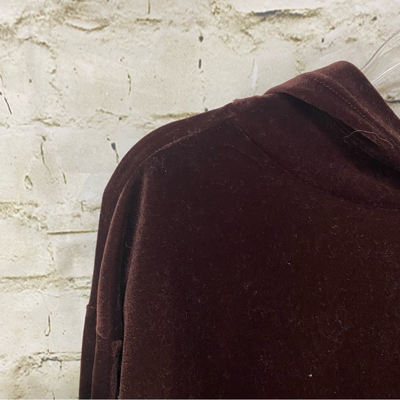 Express Brown Velour Long Sleeve Hoodie Sweatshirt - Picture 2 of 5